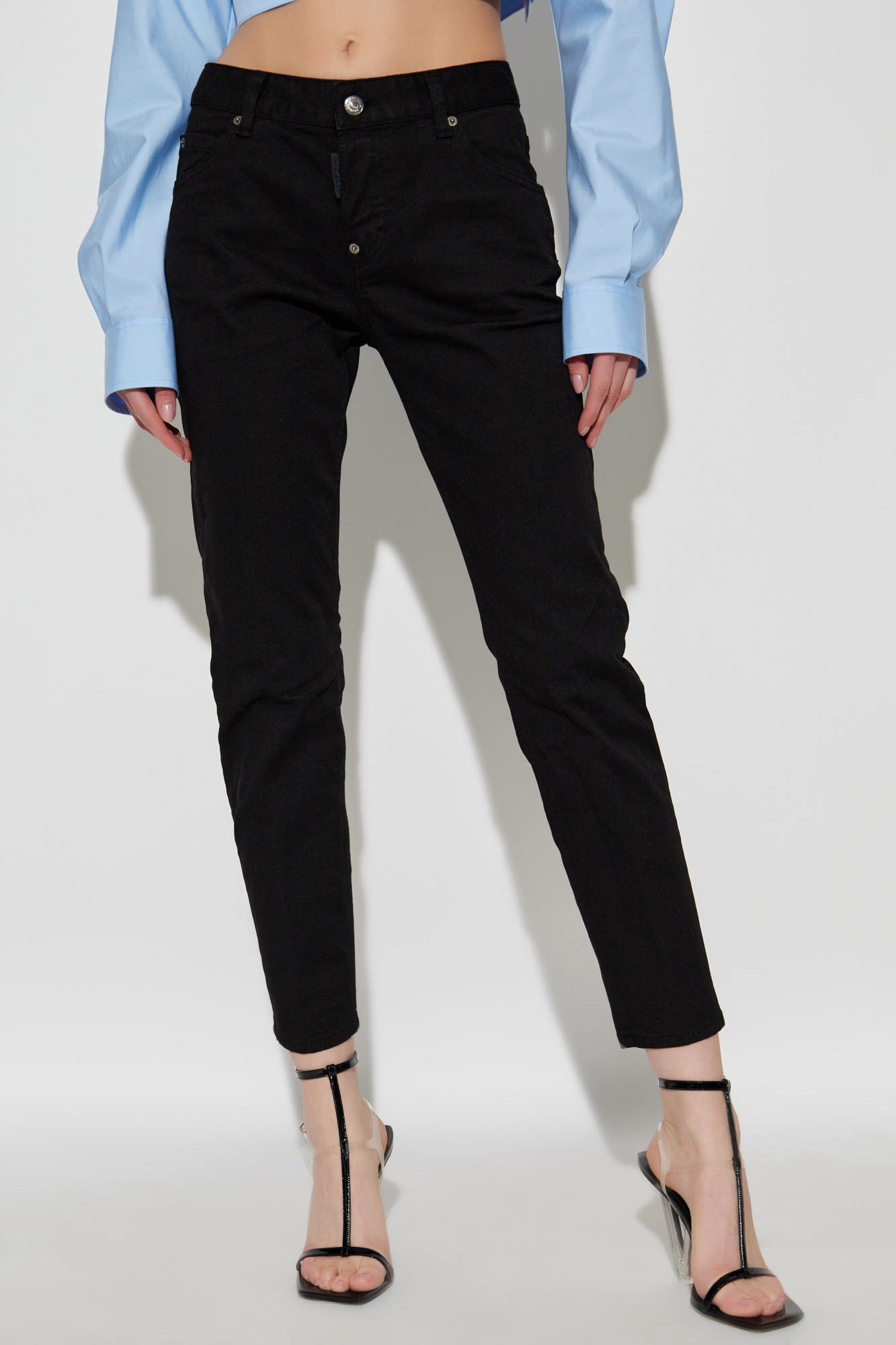 Dsquared² Yellow Cotton Low Waist Crop Denim Cool Girl Jeans